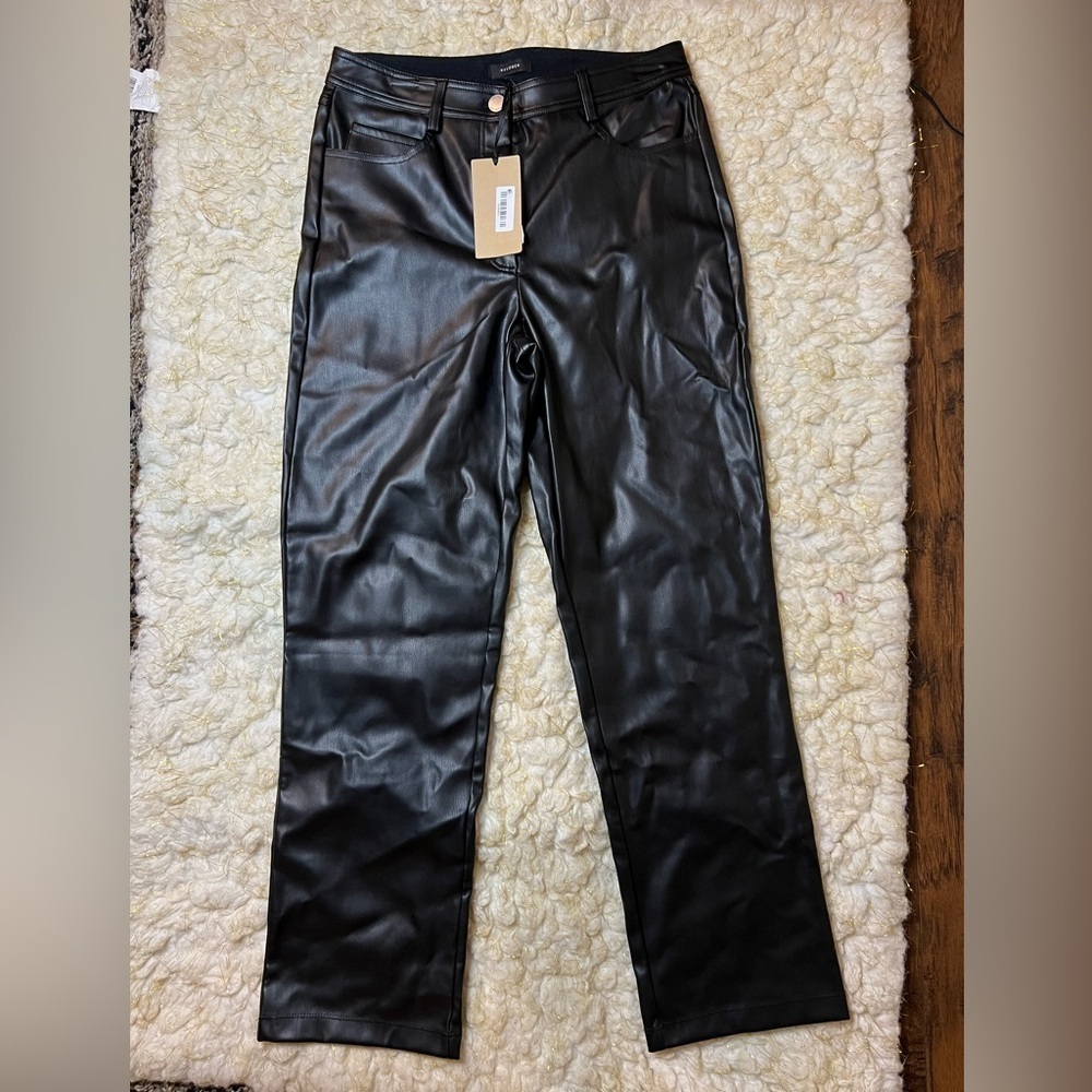Halogen Faux Leather Pant High Rise Straight Leg - Picture 2 of 5